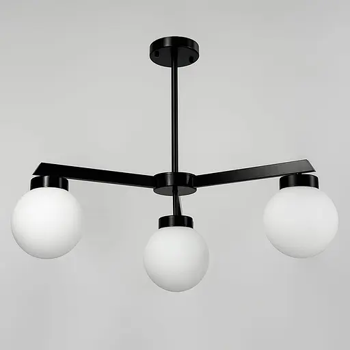 Чорна люстра на 4 білих плафони Ø 60 см | Арт. SGJ 6/4 BK+WT | Line F - фото 2