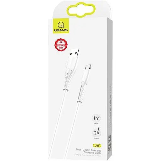 Кабель Usams U35 US-SJ366 USB-C - USB-A 2A 1m White (SJ366USB02) [70884] - фото 2