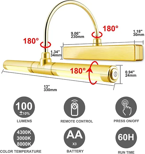 Світлодіодний світильник HONWELL LED Picture Light бездротовий 3 режима з дистанційним керуванням - фото 3