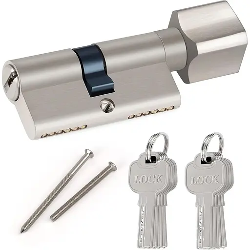 Циліндровий замок Hengsong 30/30 з 8 ключами металевий сріблястий