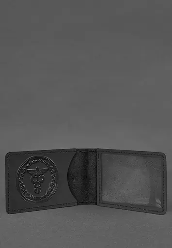 Кожаная обложка на удостоверение Государственной налоговой службы черная Crazy Horse - фото 3