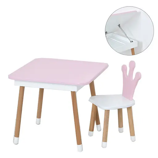Столик зі стільцем "Корона" 06-025R-BOX з ящиком, рожево-білий - фото 2