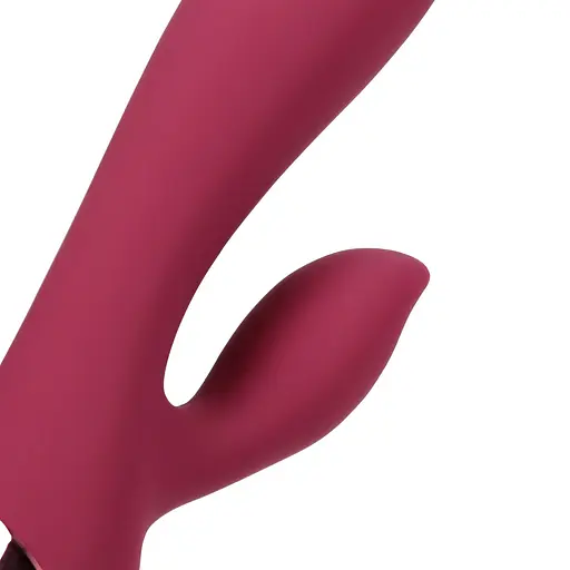 Вібратор-кролик Loveline Smooth Silicone Rabbit 20 см (вишневий) - фото 4