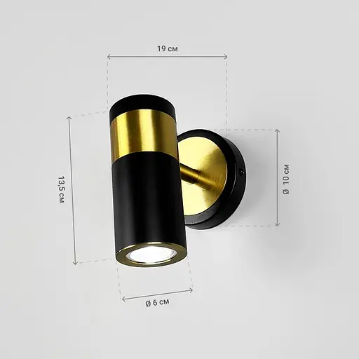 Бра зі спотом у чорно-латунному корпусі Line F Арт. WS166/1BK|AB - фото 8