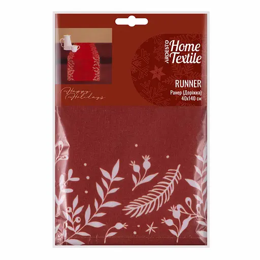 Раннер Ardesto Happy Holidays, 40х140см, 90% полиэстер, 10% хлопок, красный (ART01HR) - фото 1
