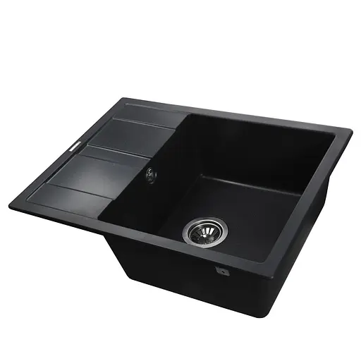 Кухонна мийка гранітна Globus Lux One чорний металік 650x500мм-А0001, Чорний - фото 2