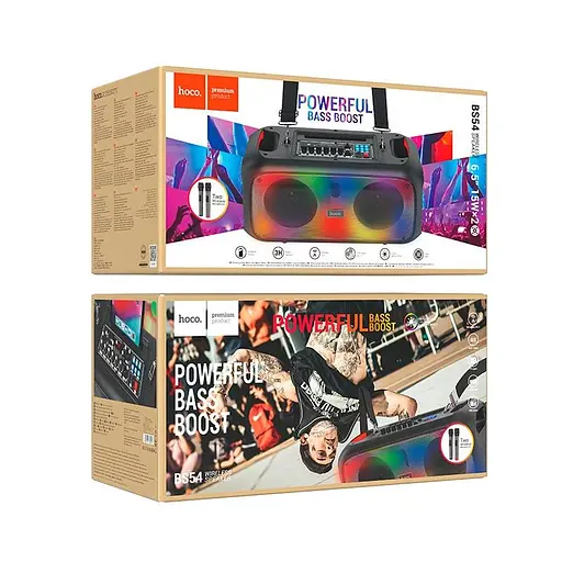 Акустика-караоке Hoco Bs54 Party wireless dual mic outdoor 2 мікрофони - фото 4