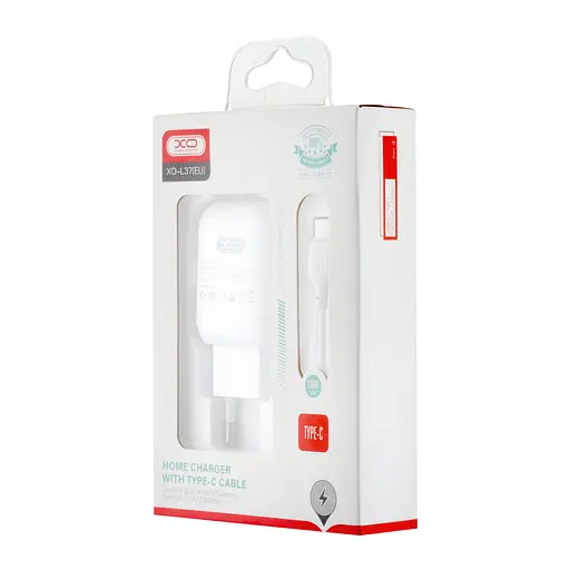 Мережевий зарядний пристрій XO L37 2в1 Type-C 1USB / 2.1A білий - фото 2