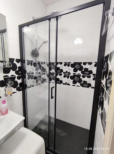 Душевые двери Dusel EF185B Black Matt 140x190, универсальные, прозрачный, черный матовый - фото 3