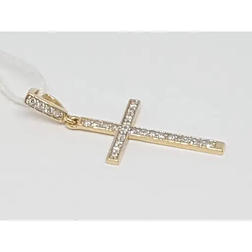 Золотий хрестик ЮЗ "Багет" з діамантами. 3411 - фото 2