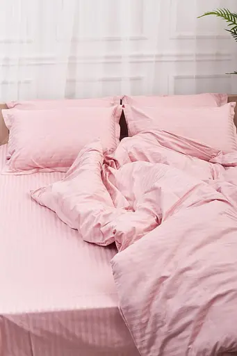 Комплект постельного белья Moon&Star Satin Stripe Stripe Pink полуторный 143х210 наволочки 2х50х70 - фото 4