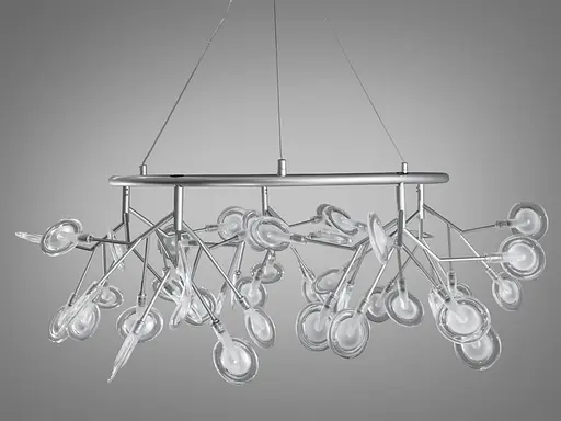 Эффектная люстра подвесная для кухни "Светлячок", 45 ламп, хром сатин - фото 1