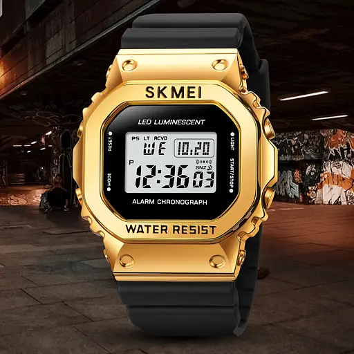 Чоловічий наручний спортивний годинник Skmei 1851 Золотистий - фото 3