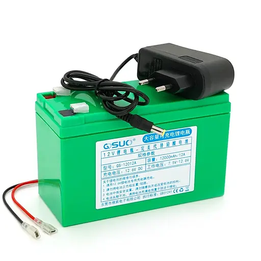 Аккумуляторна батарея літіева QiSuo 12 V 12A с елементами Li-ion 18650 (150X65X94) вага 964 грамм + зарядний пристрій 12,6V 1A