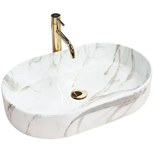 Умивальник Rea Nadia Shiny Aiax накладний мармур REA-U6506, Мармур - фото 1