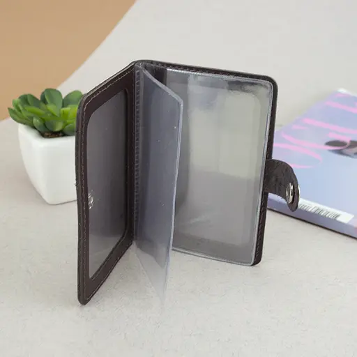 Обложка на документы кожаная на кнопке HC0035 коричневая матовая - фото 7