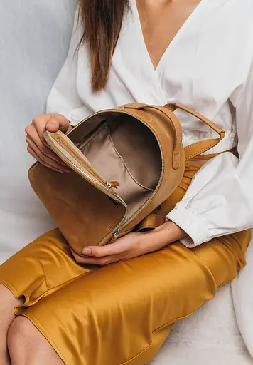 Кожаный рюкзак Groove S желтый винтажный - фото 4