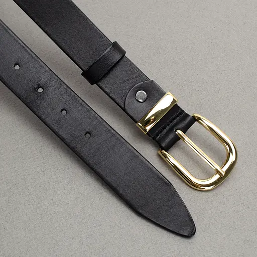 Ремінь шкіряний жіночий HC-3092 чорний із золотою пряжкою (130 см) - фото 5