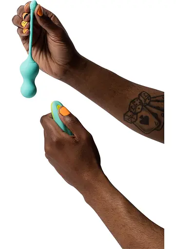 Вагінальні кульки з вібрацією Romp Cello, 18.2 см (бірюзовий) - фото 6