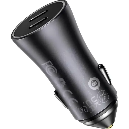 Автомобільний зарядний пристрій Baseus Golden Contactor Pro Dual Fast Charger 2хUSB-C 40W Dark Gray (CGJP000013) [136667] - фото 4