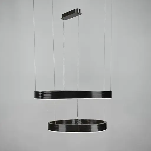 Незвичайна та ефектна люстра на 2 яруси 60+40 см у чорному корпусі | Арт. PCL004-600*400 BK | Line F - фото 2