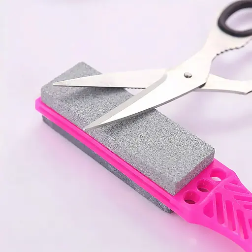 Брусок абразивный камень точильный для заточки ножей с ручкой точилка ручная Розовый 88209 - фото 3
