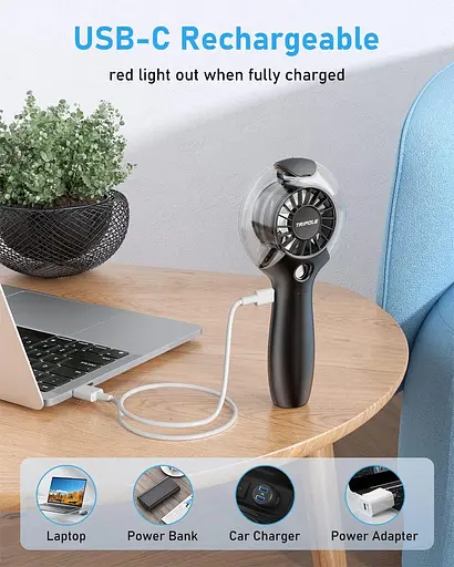 Портативный вентилятор TriPole Handheld Fan Misting Fan 4000mAh Portable Fan with Mist 3 скорости - фото 5