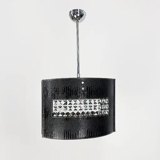 Світильник з чорною екошкірою та кришталевими камінчиками | Арт. S 006/2 BK | Line F - фото 1