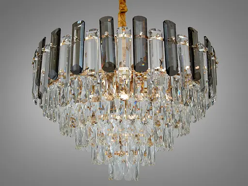 Вишукана підвісна кришталева люстра на 11 ламп, золото - фото 3