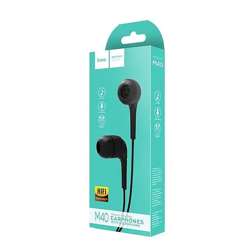 Наушники Hoco M40 Prosody universal earphones with microphone черные - фото 2