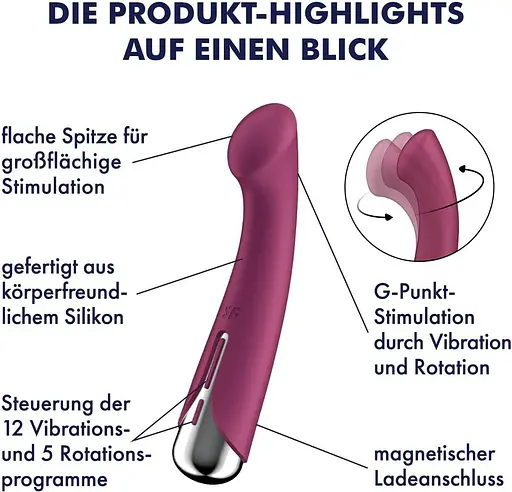 Вібратор Satisfyer Spinning G-Spot 1 16.5 см бордовий - фото 5