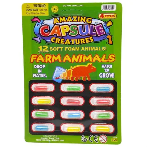 Зростаючі фігурки в капсулі PS-12/1 Свійські тварини, 12 капсул на планшетці - фото 1