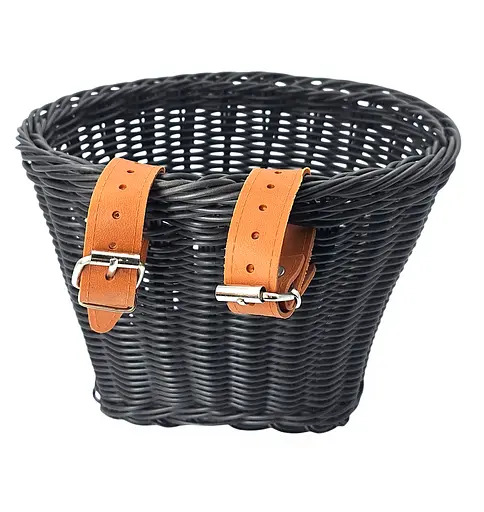 Кошик на дитячий велосипед / самокат 20х16х16 см плетений ретро чорний (G0001897) - фото 2