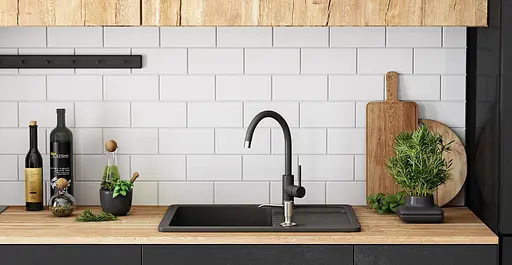 Кухонна мийка гранітна Rea Dag black плямиста ZLE-00112, Чорний - фото 3