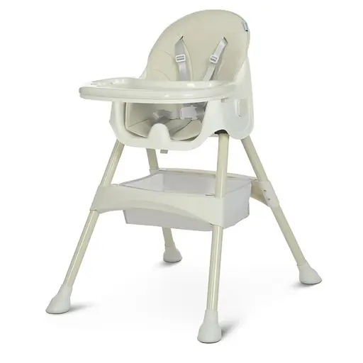 Стульчик для кормления M 4136-2 Ice Gray, складной, 5-ти точечный, экокожа