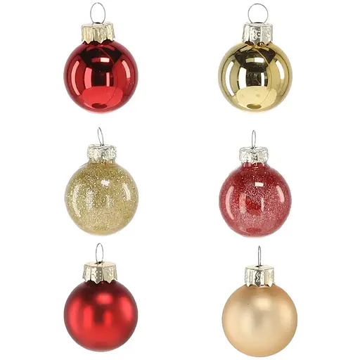 Набір ялинкових кульок Chomik мікс 3 см 11 шт. червоний, золото (5900779882188) - фото 2