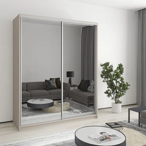 Шафа-купе дводверна MebelStar Стандарт AL 2 Дзеркала 170x60x210 см Кашемір (MBS-2547)