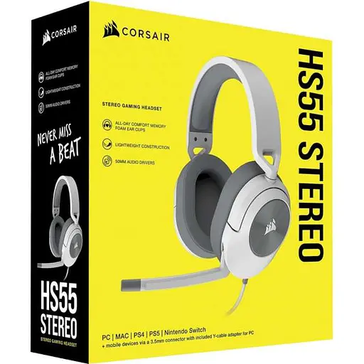 Игровая гарнитура Corsair HS55 Stereo White (CA-9011261-EU) - фото 7