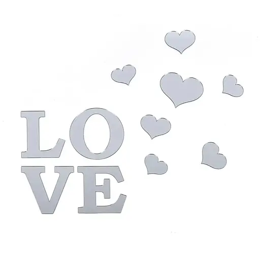 Дзеркальний декор Wall Sticker SW-00002495 акриловий самоклеючий Love 11 шт. срібло - фото 1