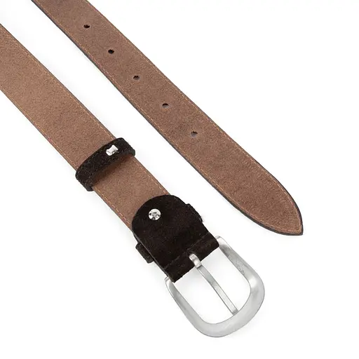 Ремень женский замшевый PS-3499 коричневый с серебристой пряжкой (115 см) - фото 4