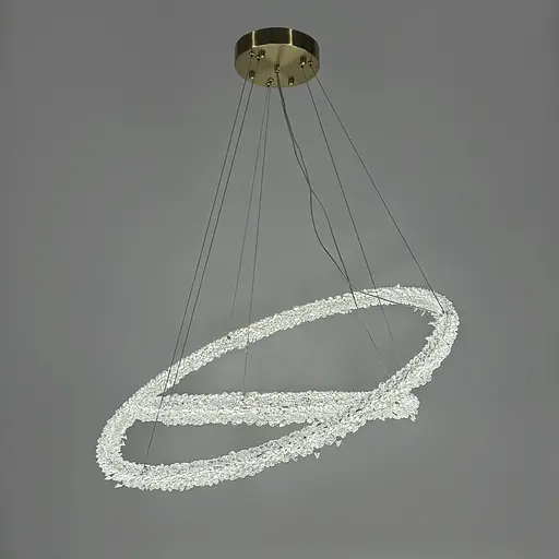 Невероятная хрустальная подвесная латунная люстра Ø 80+60 см | Ст. MD9105R-800+600 AB | Line F - фото 2