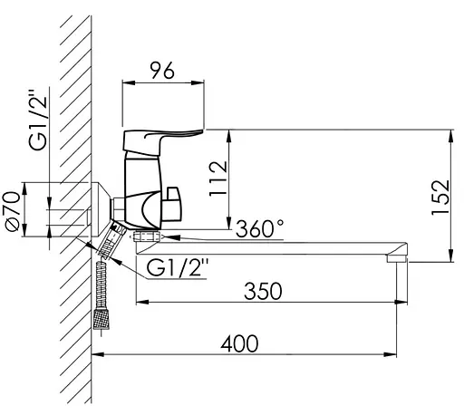 Змішувач для ванни Lidz Wieza 005 (k35) LDWIE005CRM45411 - фото 3