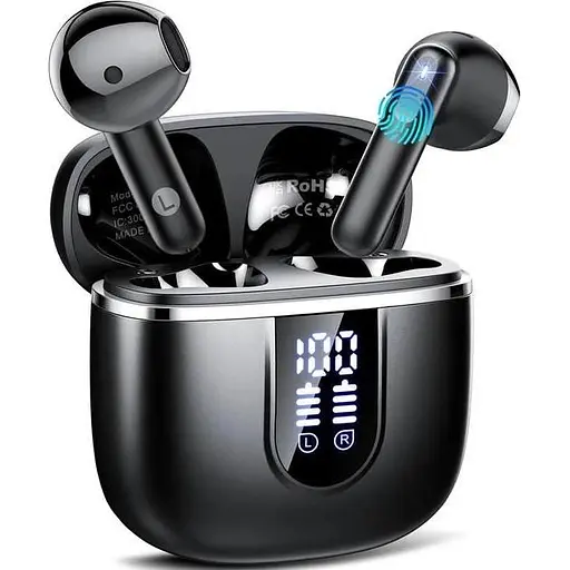 Беспроводные Bluetooth 5.4 наушники Cillso H97 с ENC, LED дисплеем, 40 часов работы, черные