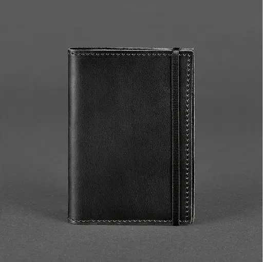 Кожаная обложка для паспорта 1.0 черная Crazy Horse - фото 6