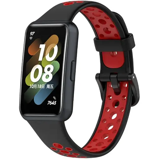 Ремінець DK для Huawei Band 7 Silicone Sport Band Nike (black / red) - фото 2