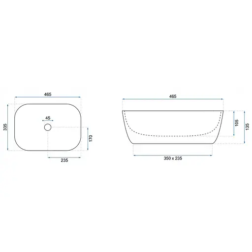 Умивальник Rea Belinda black mat T gold edge накладний REA-U9659, Чорний матовий - фото 6