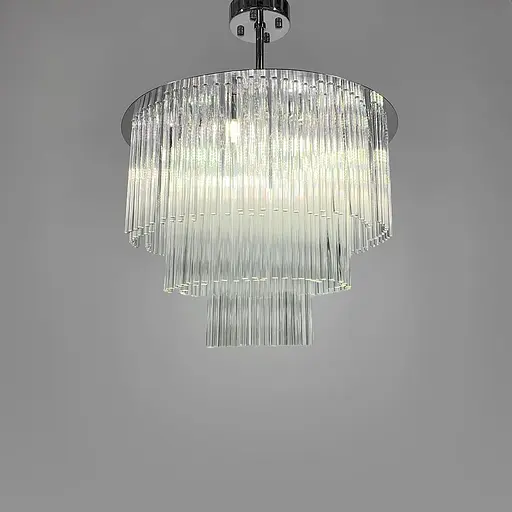 Кришталева потрійна люстра із сріблом у двох розмірах Line.F Діаметр 50см - фото 5