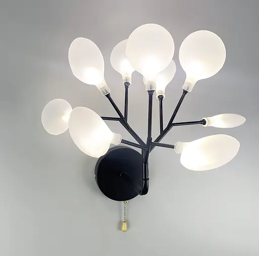 Флористичний настінний світильник у чорному корпусі Арт. W 686/9 BK Line F - фото 2