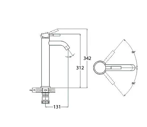 Змішувач для умивальника Wezer EKO11C-01-BLACK високий Чорний матовий - фото 2