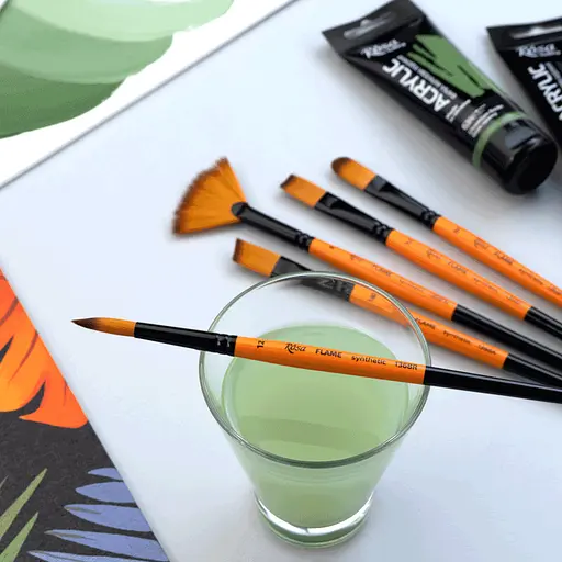 Пензель синтетика овальна FLAME 1368FR №00 коротка ручка Rosa [CD] - фото 5